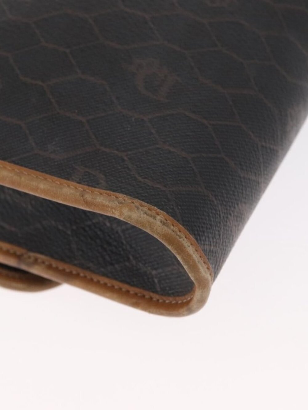 Authentic Christian Dior Honeycomb Canvas Chain Shoulder Bag PVC Black Gold - Picture 4 of 16